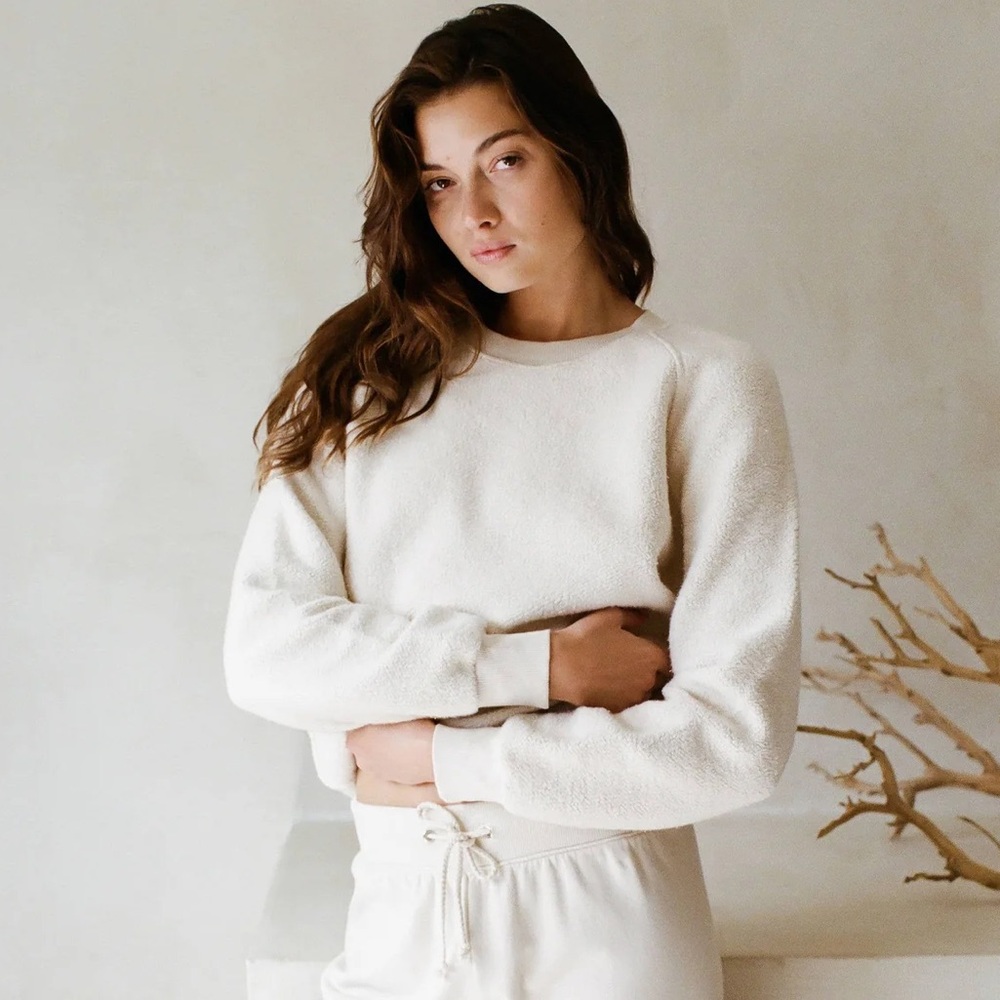 Lera Knit Upside Down Garment Wash Crew Neck by a.ren in Cream